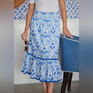 NWT Sail to Sable Baltik Smocked Waist Midi  Skirt - Medium